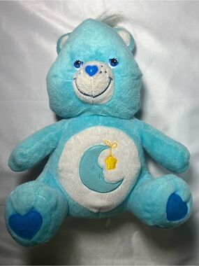 Vintage 2002 Care Bears Bedtime Bear Plush 13” Blue Moon Star Heart Toy‎